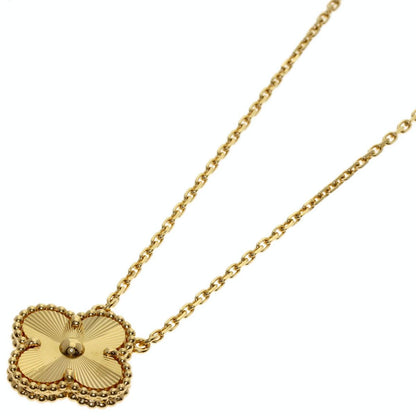 Van Cleef & Arpels Vintage Alhambra Guilloche Necklace 18k Yellow Gold
