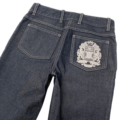 Celine Skinny Denim Embroidery Design Pants Gray — view 4
