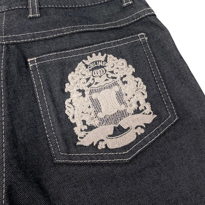 Celine Skinny Denim Embroidery Design Pants Gray — view 5