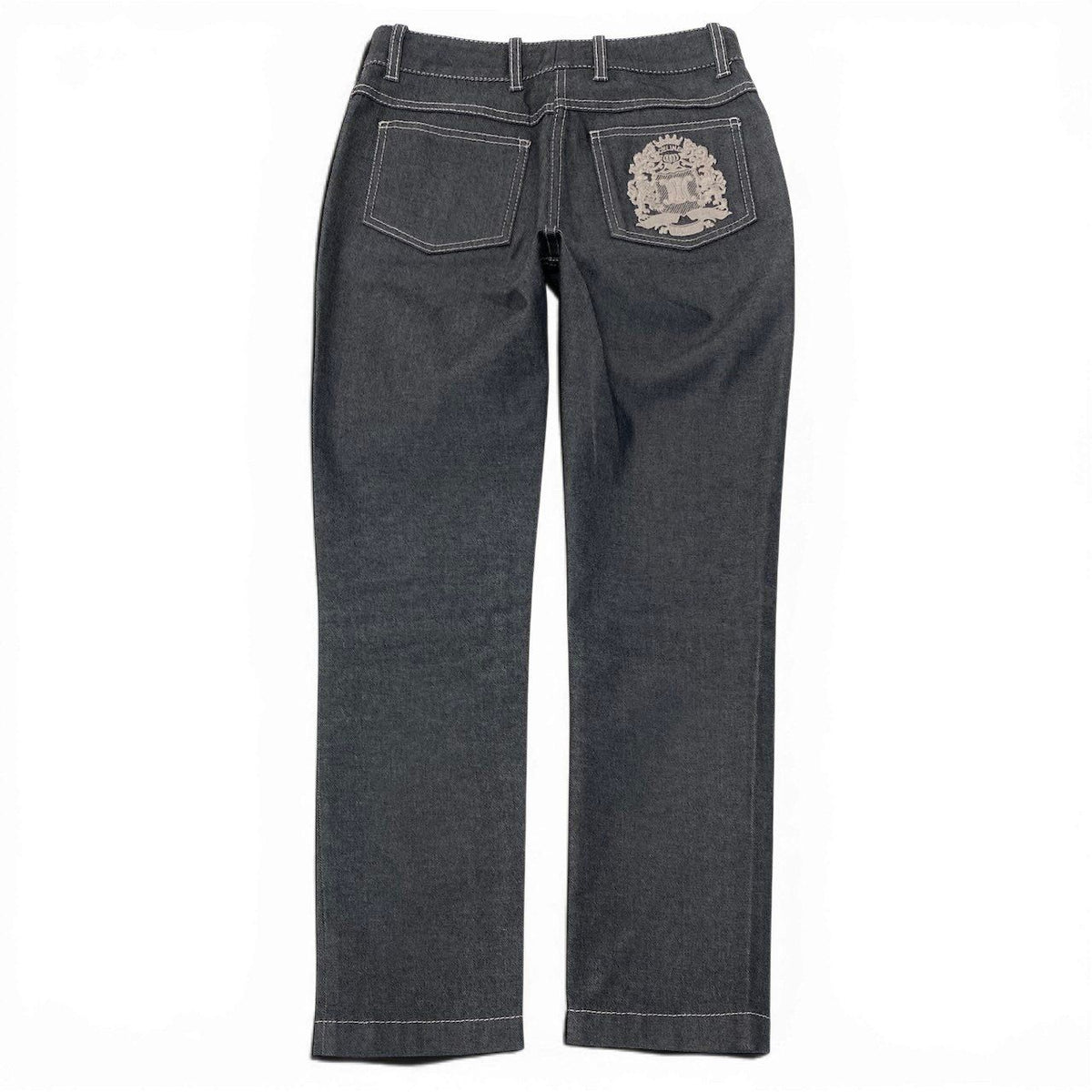 Celine Skinny Denim Embroidery Design Pants Gray — view 2
