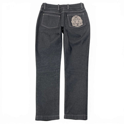 Celine Skinny Denim Embroidery Design Pants Gray — view 2