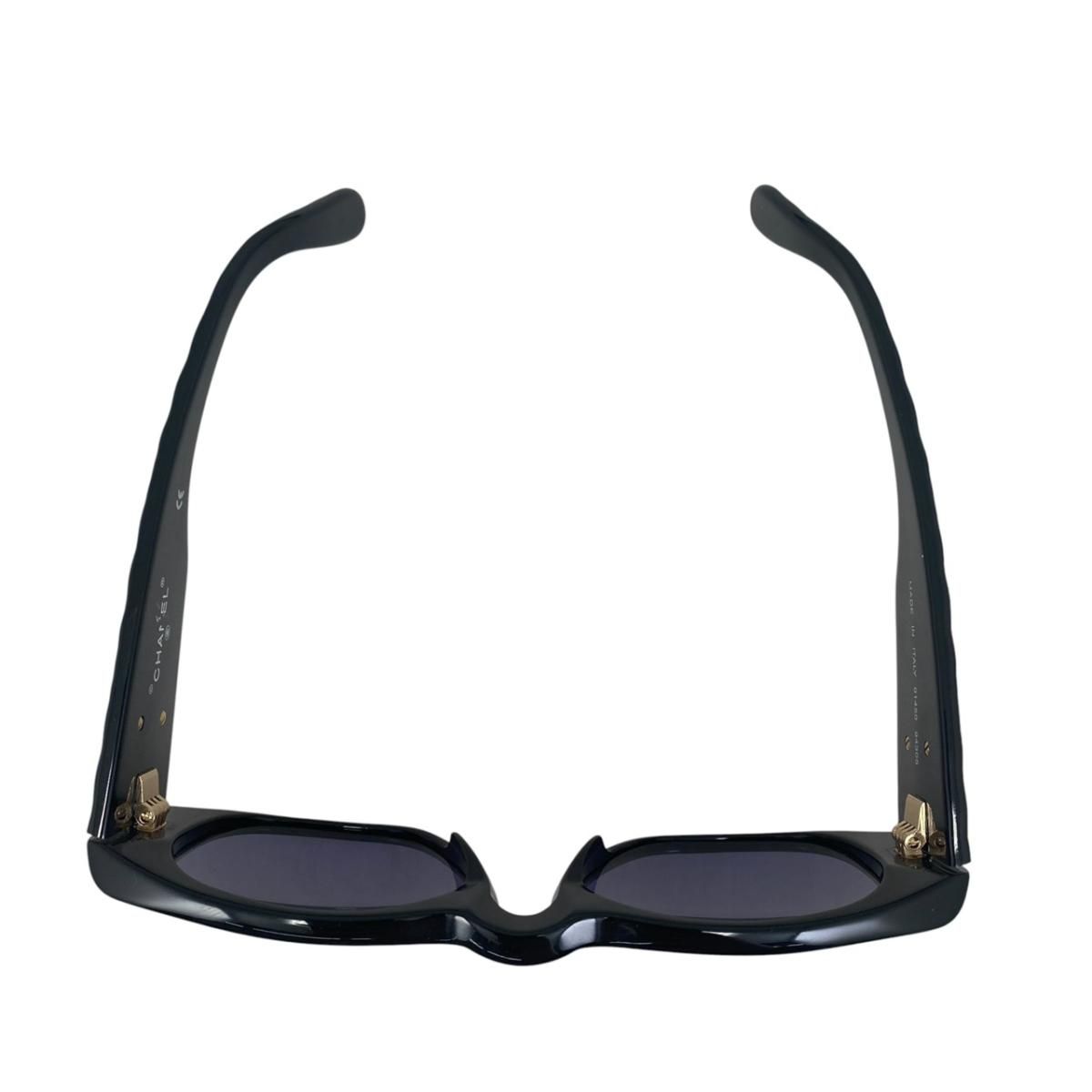 Chanel Sunglasses Quilted CC Logo Black Gold Eyewear — view 6