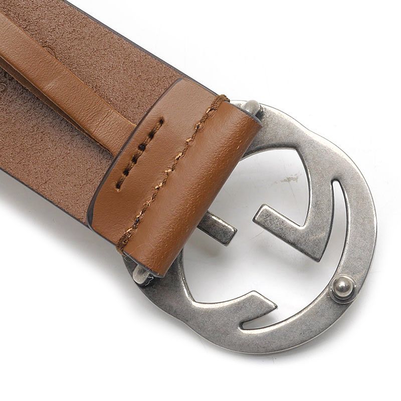 Gucci Interlocking G Belt 95 Brown Leather — view 4