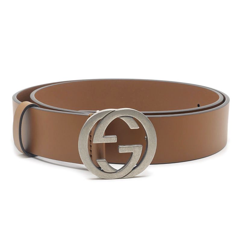 Gucci Interlocking G Belt 95 Brown Leather