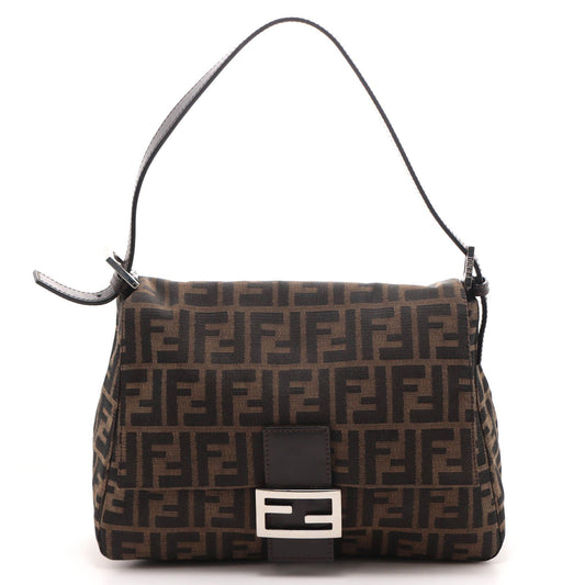 Fendi Zucca Mamma Baguette Dark Brown Silver Canvas Leather 2119/26325/009