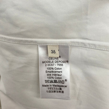 Celine Three Quarter Sleeve Shirt Blouse M White — view 5