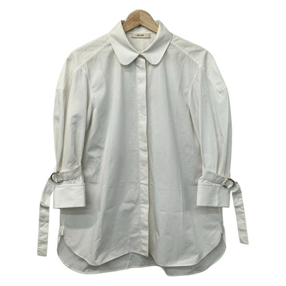 Celine Three Quarter Sleeve Shirt Blouse M White
