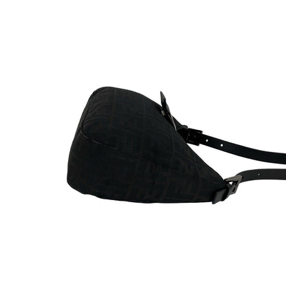 Fendi Zucca FF Logo Pattern Canvas Leather Shoulder Bag Black — view 6