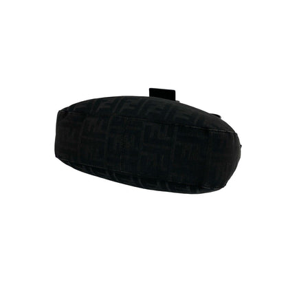 Fendi Zucca FF Logo Pattern Canvas Leather Shoulder Bag Black — view 8