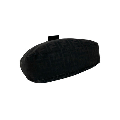 Fendi Zucca FF Logo Pattern Canvas Leather Shoulder Bag Black — view 7