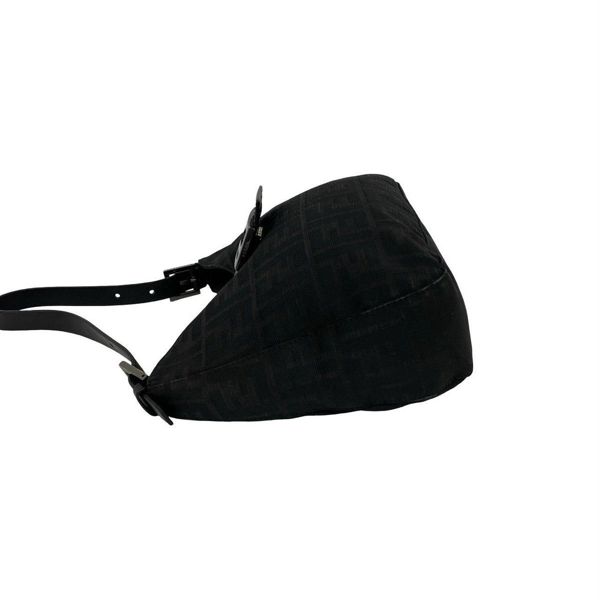 Fendi Zucca FF Logo Pattern Canvas Leather Shoulder Bag Black — view 5