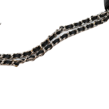 Chanel Black Lambskin Silver Camellia Chain Wallet Shoulder Bag — view 8