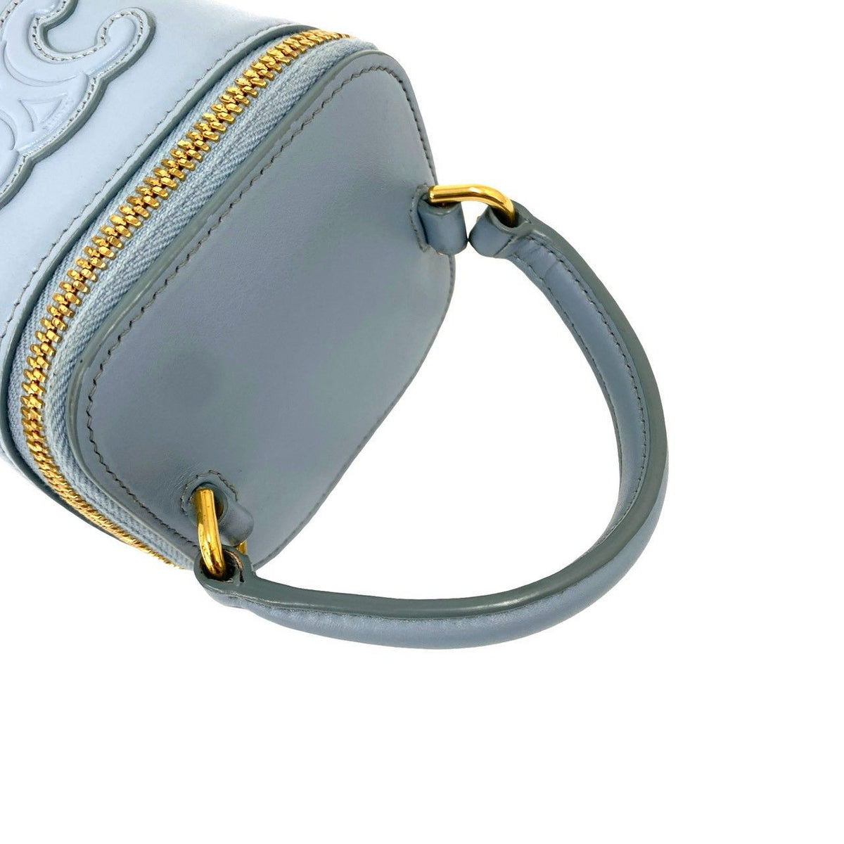 Celine Cuir Triomphe Logo Calf Leather 2-Way Mini Shoulder Bag Vanity Blue — view 4