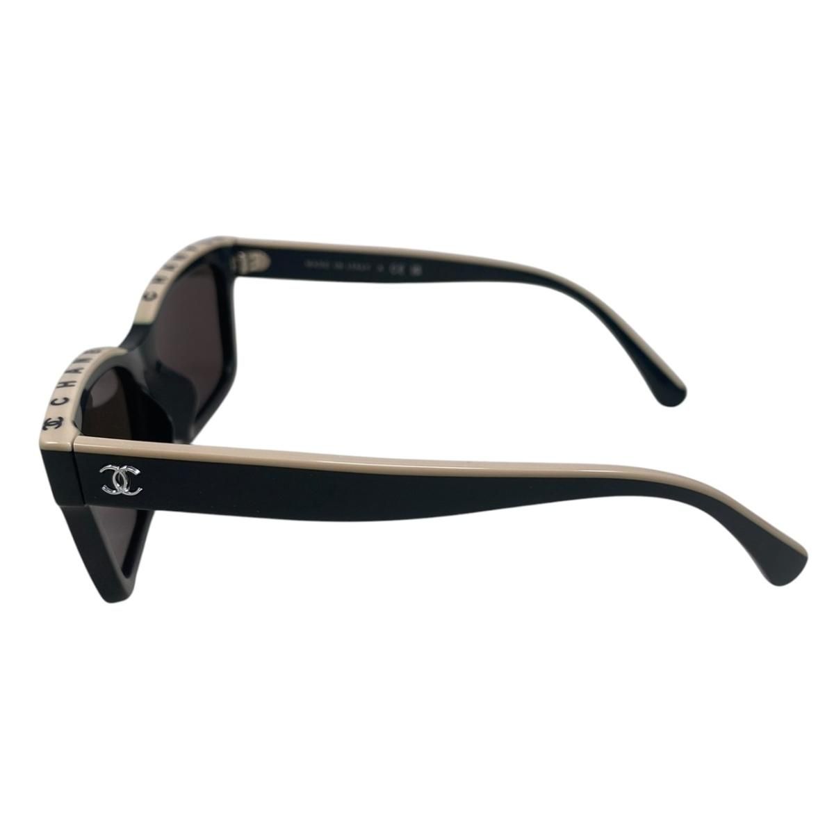 Chanel Sunglasses Square Shape Black White Logo CC Silver Eyewear — view 3