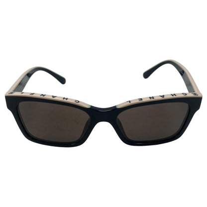 Chanel Sunglasses Square Shape Black White Logo CC Silver Eyewear — view 6