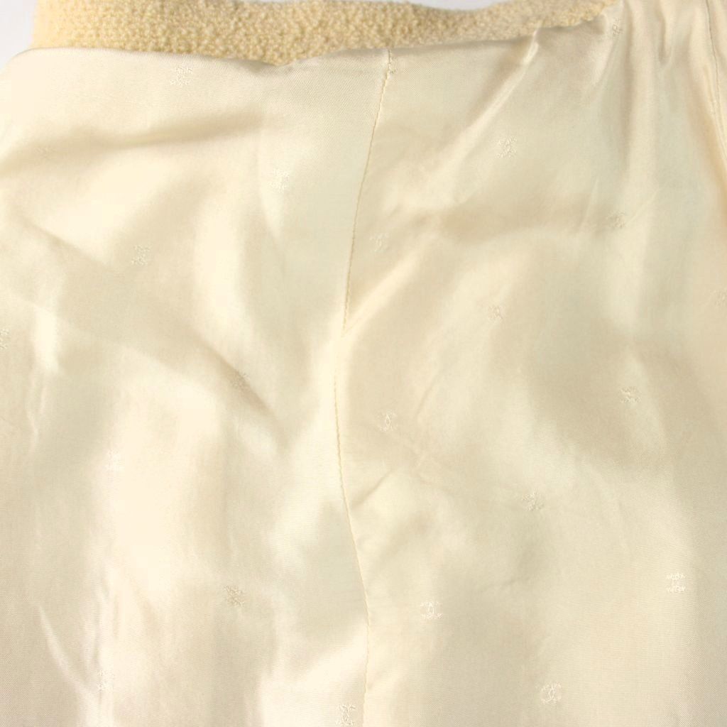 Chanel Pencil Skirt Knee Wool Cream Beige 40 — view 5