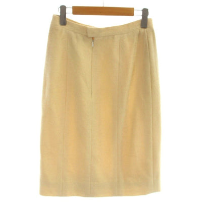Chanel Pencil Skirt Knee Wool Cream Beige 40 — view 2