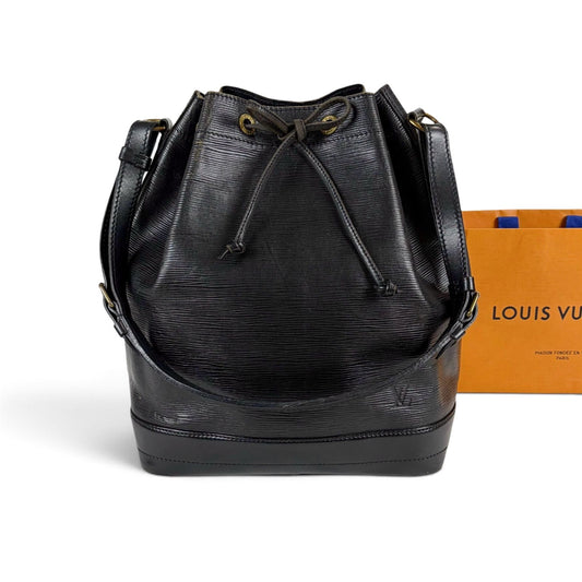 Louis Vuitton Noe Shoulder Bag Noir Drawstring Petit Noe Black Epi Leather