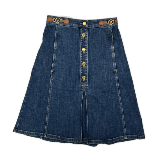 Louis Vuitton Indigo Denim Flare Skirt 34