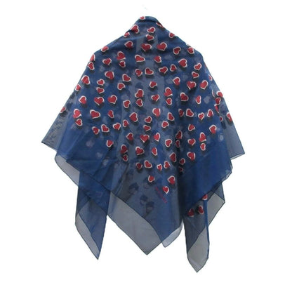 Gucci Heart Jacquard Large Scarf Silk Navy Red Shawl — view 2