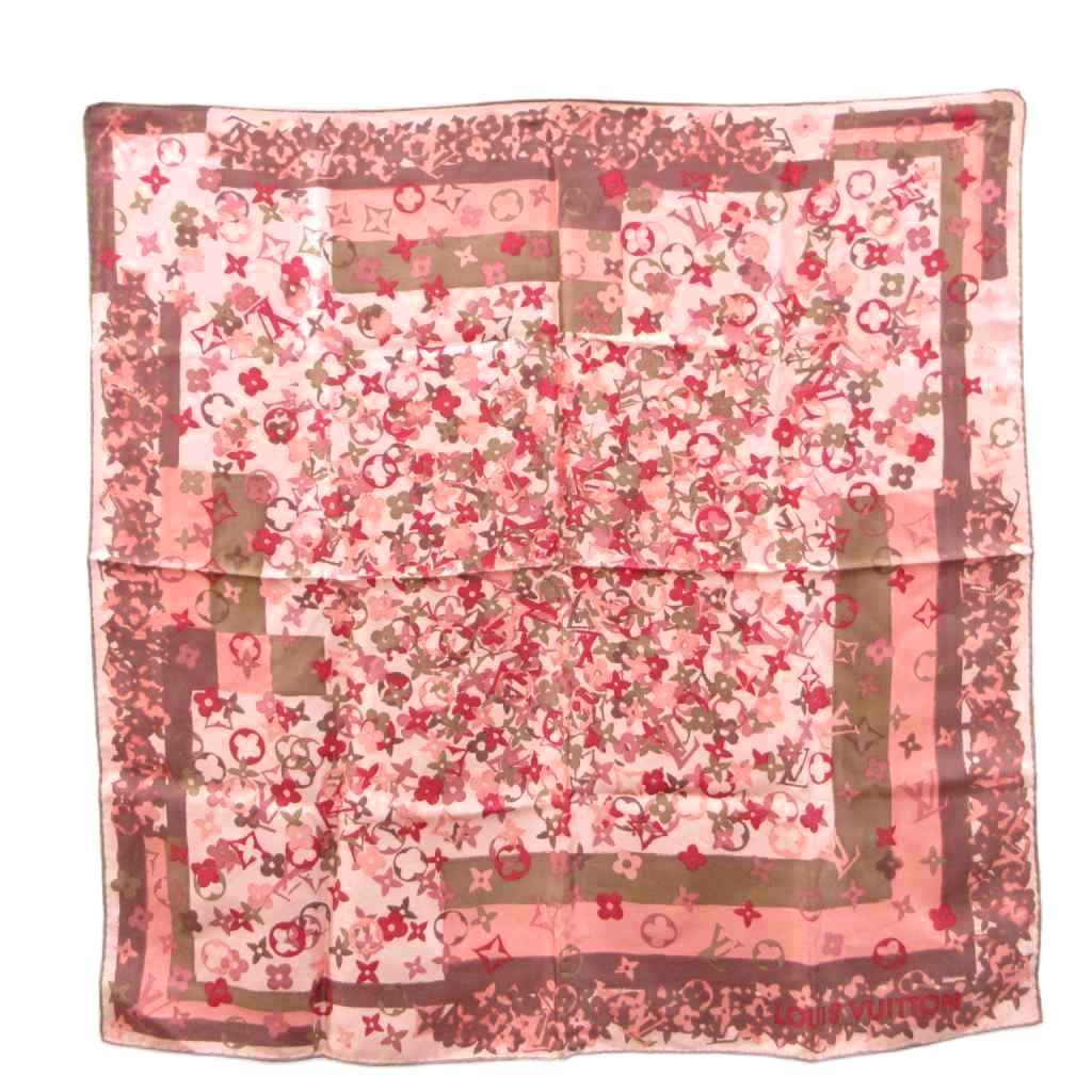 Louis Vuitton Monogram Print Carre Silk Scarf Pink