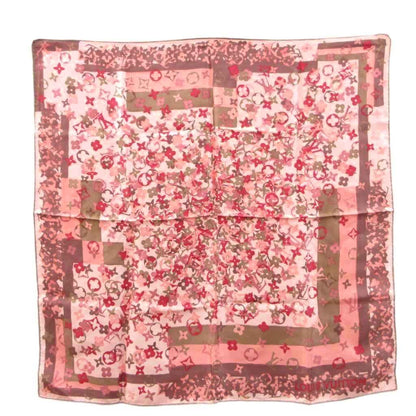 Louis Vuitton Monogram Print Carre Silk Scarf Pink