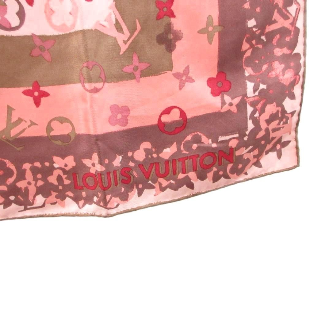 Louis Vuitton Monogram Print Carre Silk Scarf Pink — view 2