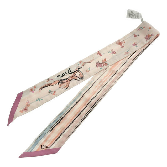 Dior Mitzah Scarf Portrait Flower Silk Pink