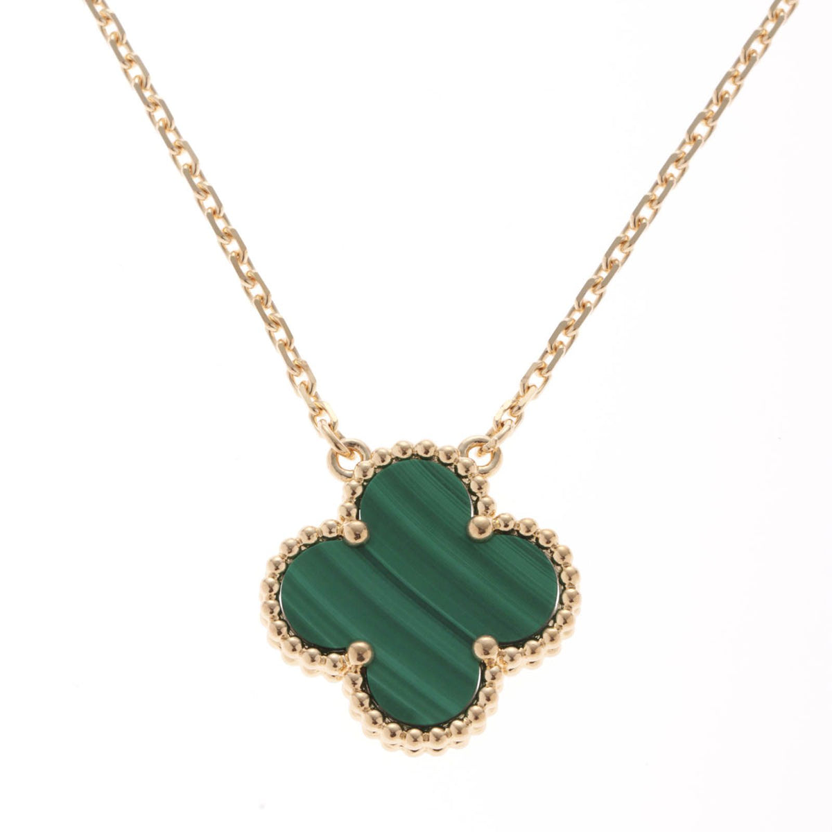 Van Cleef & Arpels Vintage Alhambra NC YG Malachite Necklace 18k Yellow Gold 18k