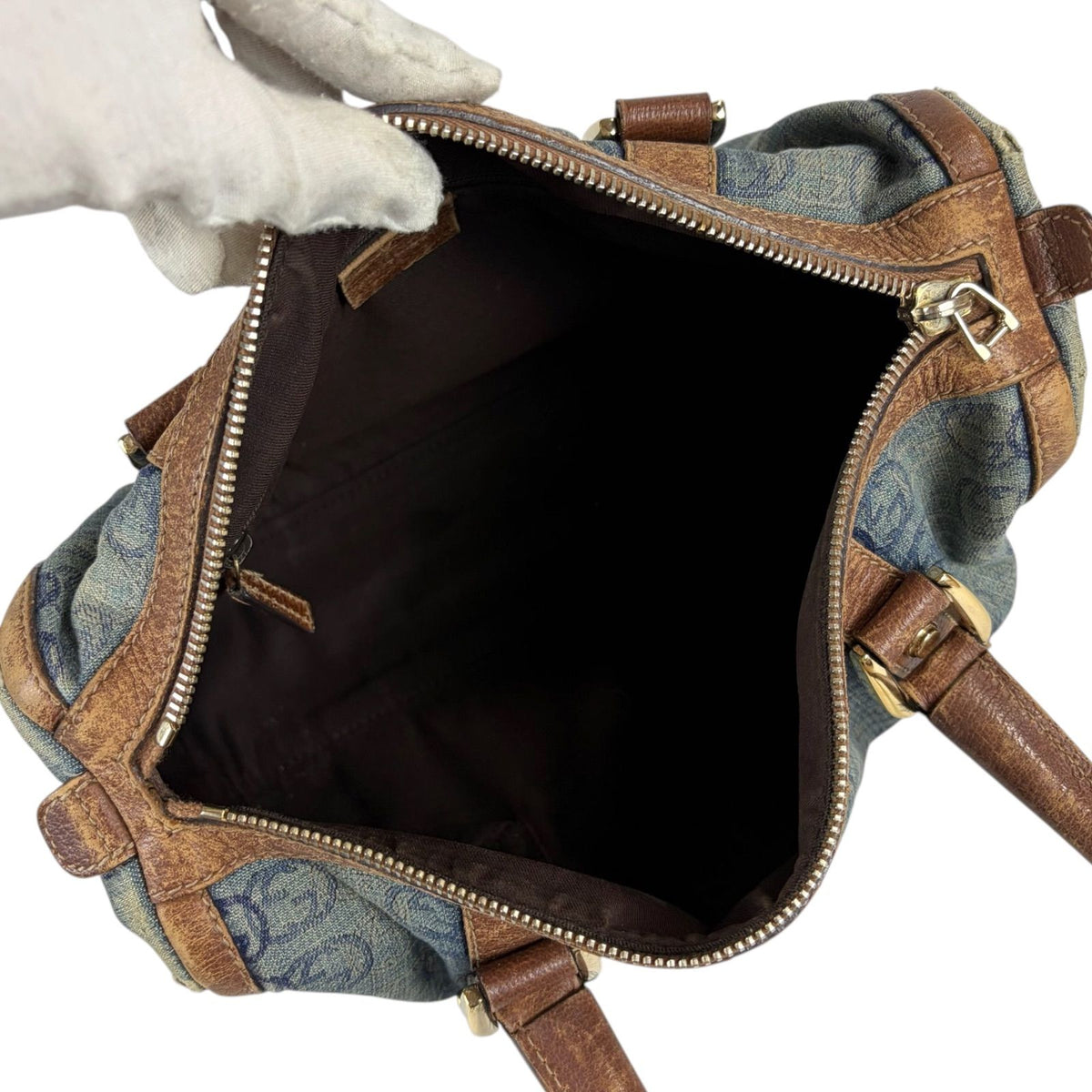 Gucci Mini Boston Bag Denim Leather GG — view 8