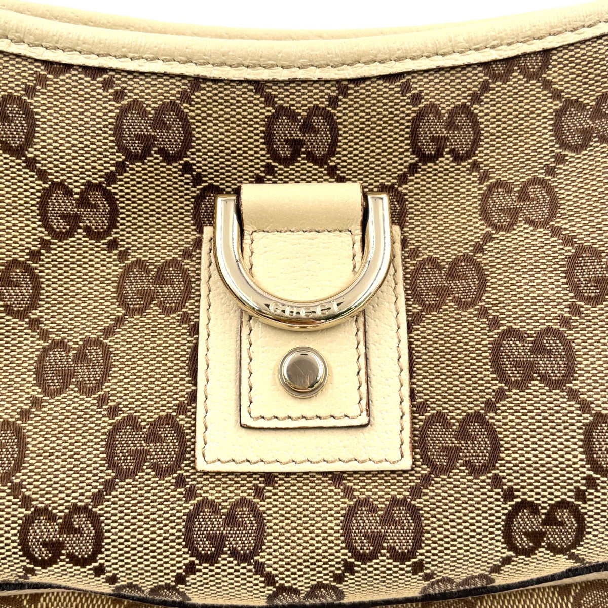 Gucci Abbey Leather Canvas Off White Beige Bag Gold — view 7