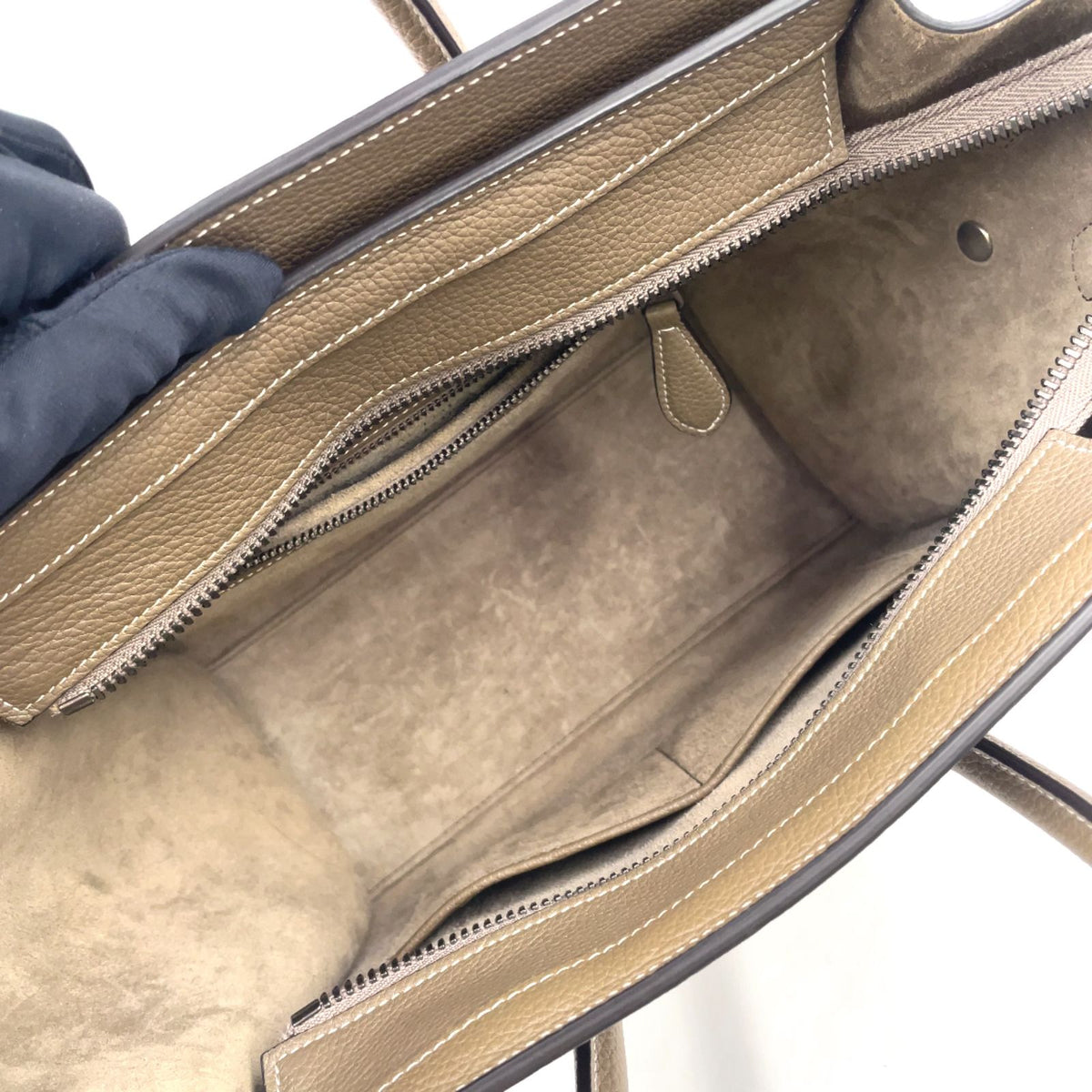 Celine Luggage Micro Leather Gray Beige Handbag Silver — view 3