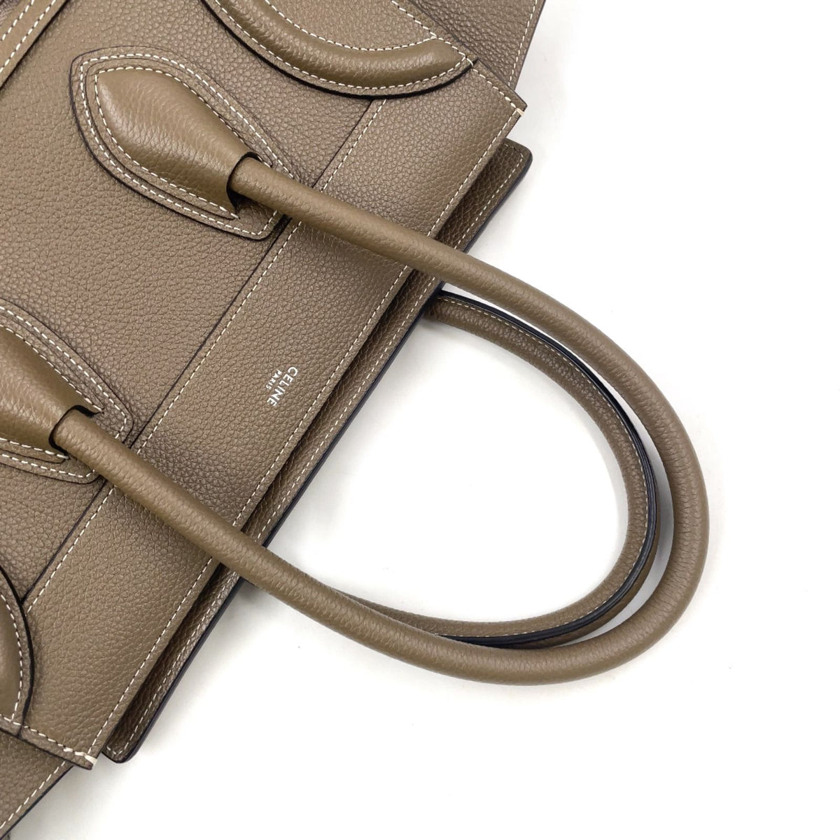 Celine Luggage Micro Leather Gray Beige Handbag Silver — view 5
