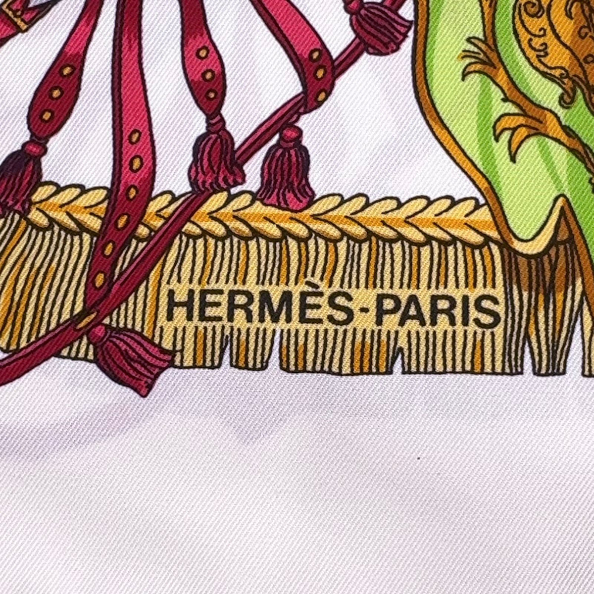 Hermes Caparacons de la France Et de L'inde Carre 90 Silk Yellow White Red Scarf — view 3