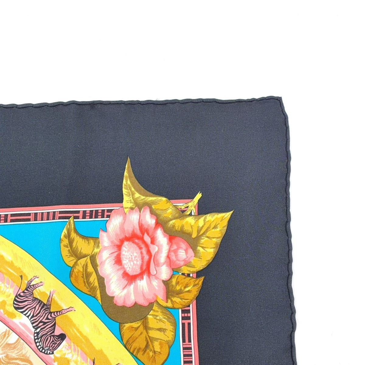 Hermes Tropicana Carre 90 Silk Black Multicolor Scarf — view 5
