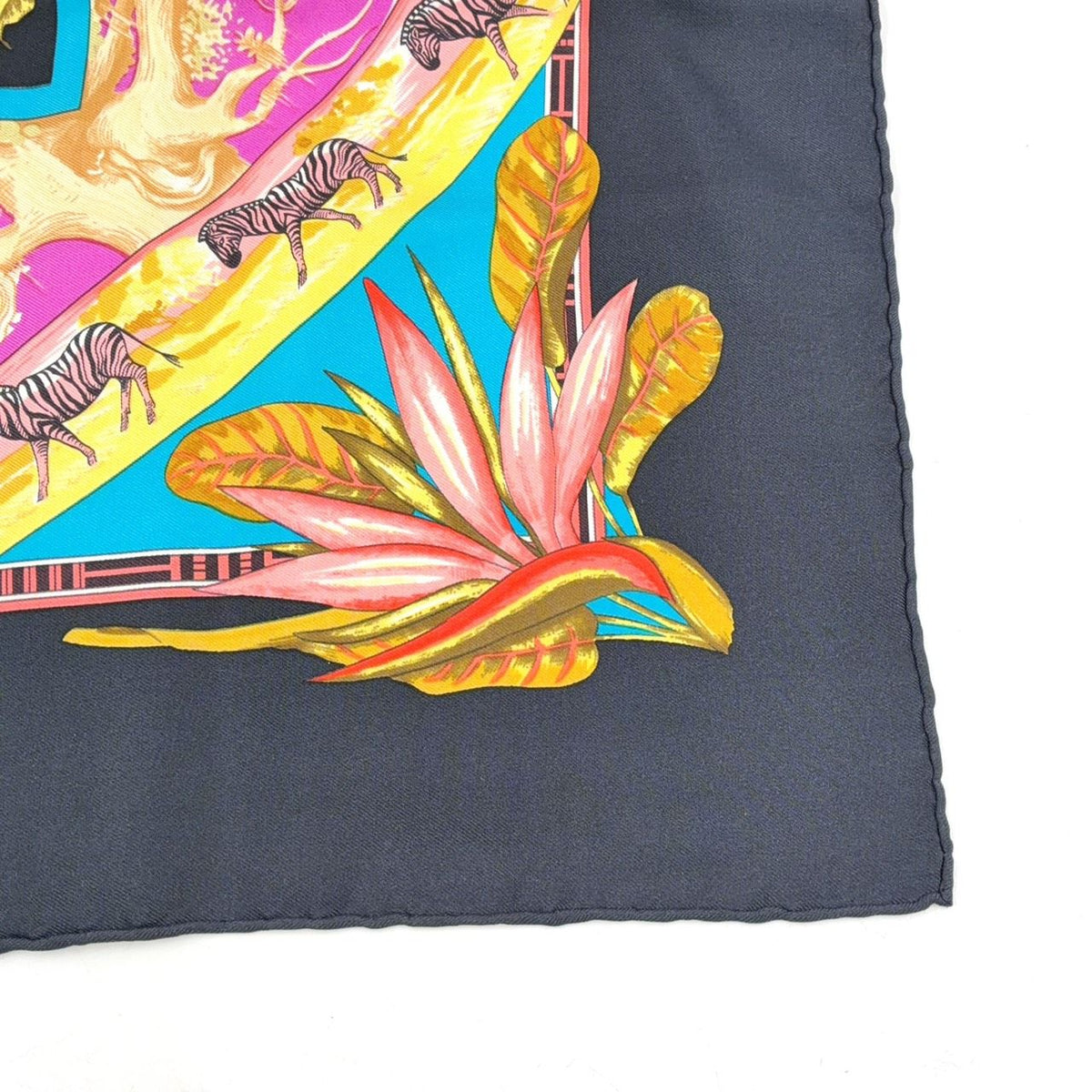 Hermes Tropicana Carre 90 Silk Black Multicolor Scarf — view 7