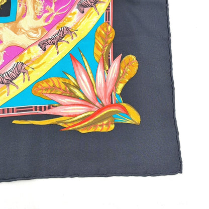 Hermes Tropicana Carre 90 Silk Black Multicolor Scarf — view 7