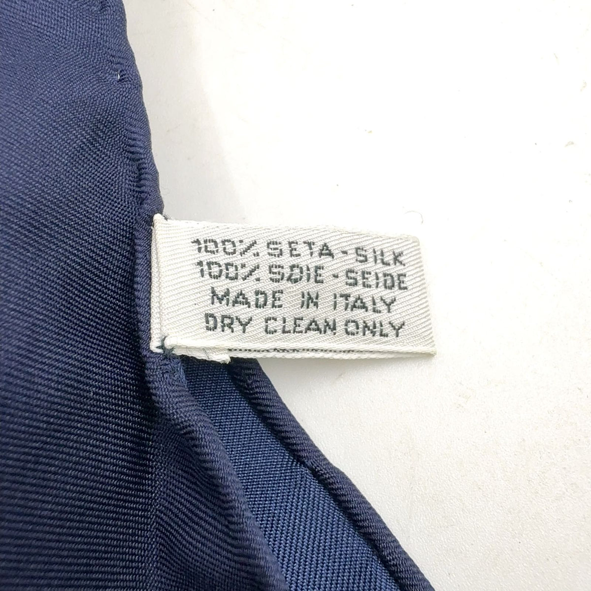 Chanel CC Logo Chain Drop Pearl Silk Navy Scarf — view 3