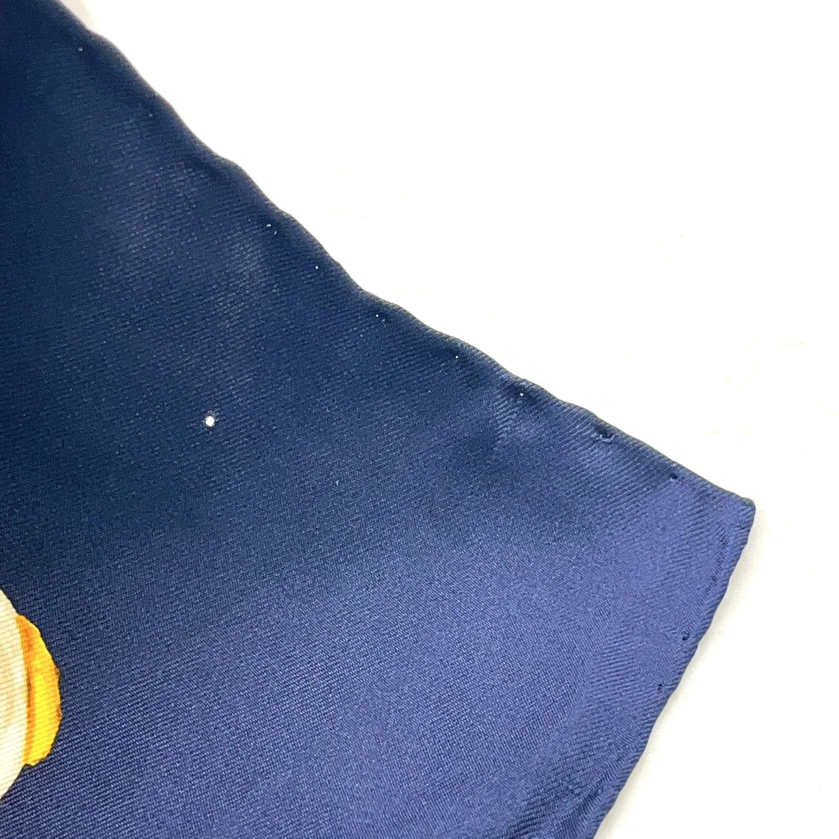 Chanel CC Logo Chain Drop Pearl Silk Navy Scarf — view 8