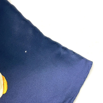 Chanel CC Logo Chain Drop Pearl Silk Navy Scarf — view 8