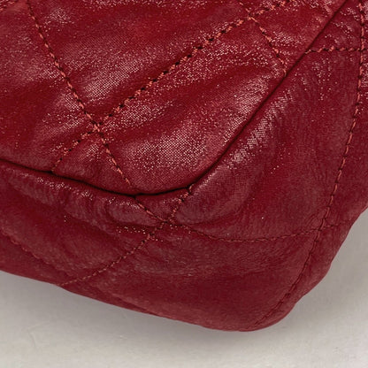 Chanel Shoulder Bag Quilted CC Logo Chain Leather Red — view 3