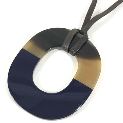 Hermes Necklace Isthme Pop Buffalo Horn Navy