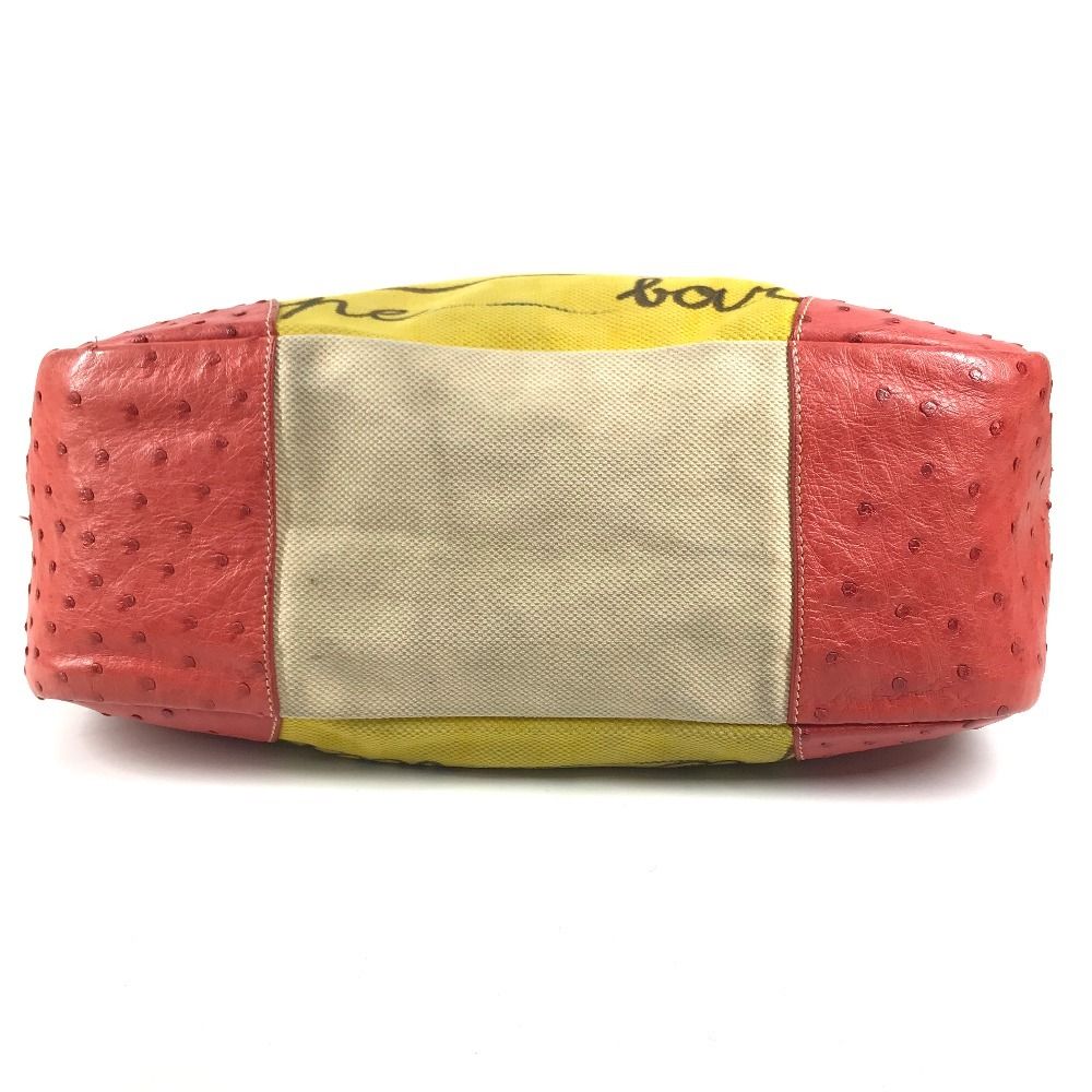 Prada Tote Bag Logo All Over Print Leather Canvas Yellow — view 5
