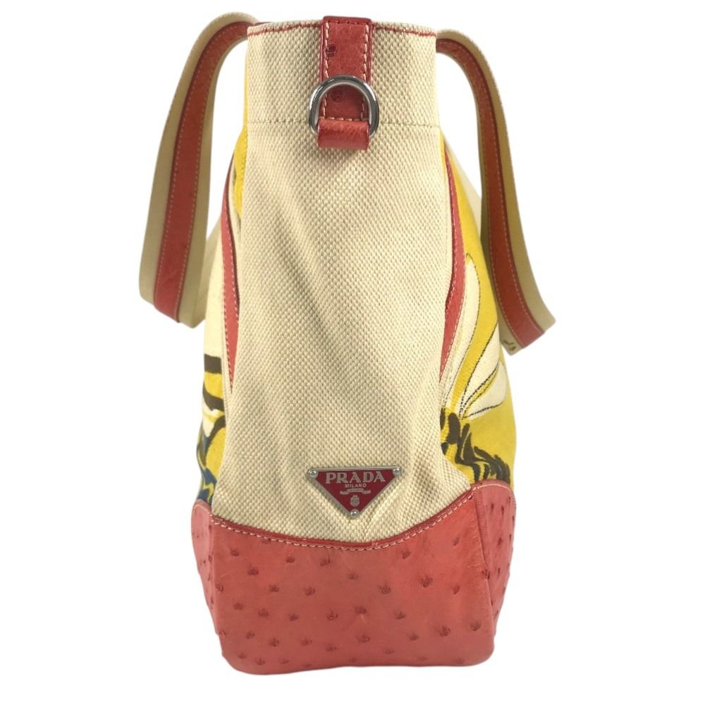 Prada Tote Bag Logo All Over Print Leather Canvas Yellow — view 4