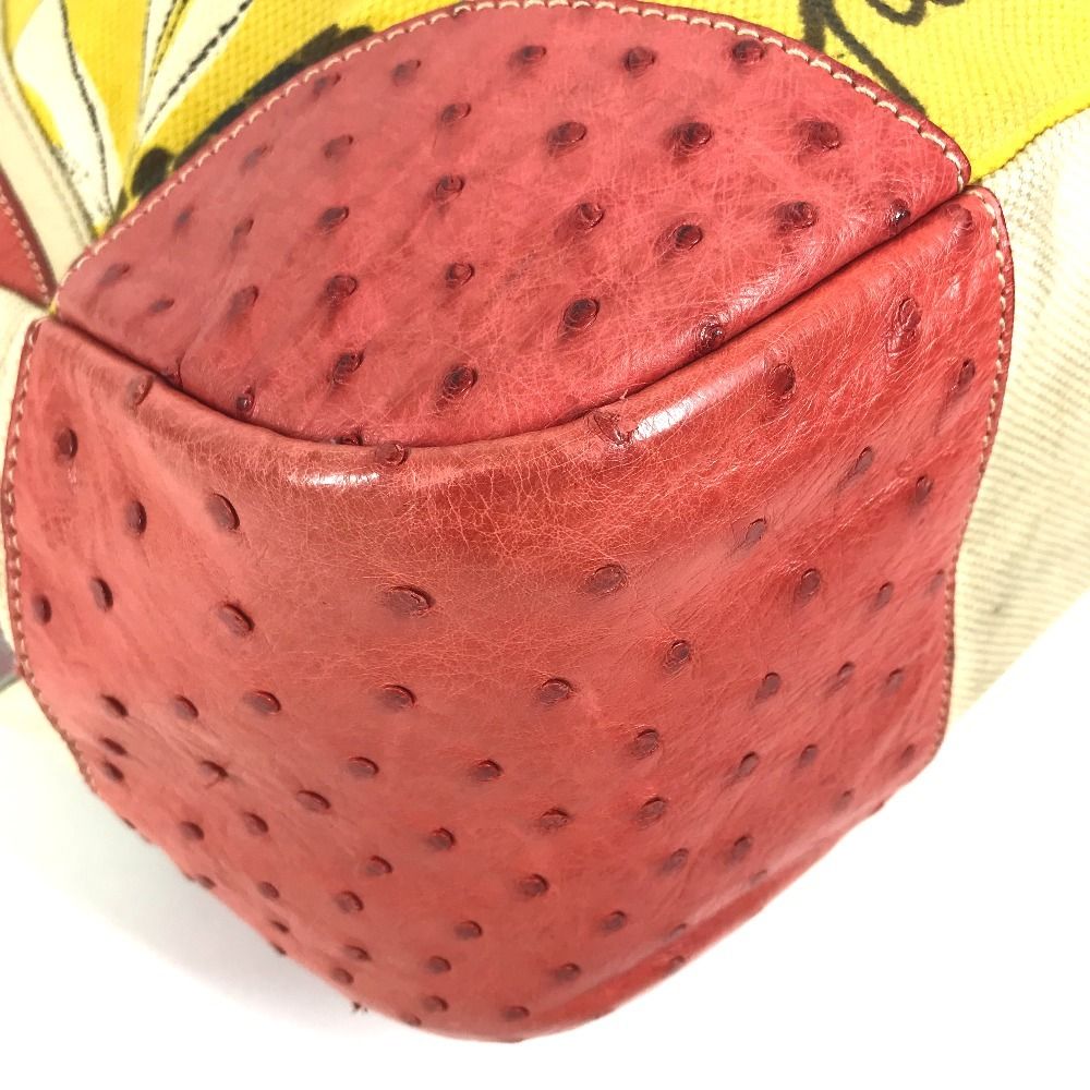 Prada Tote Bag Logo All Over Print Leather Canvas Yellow — view 7