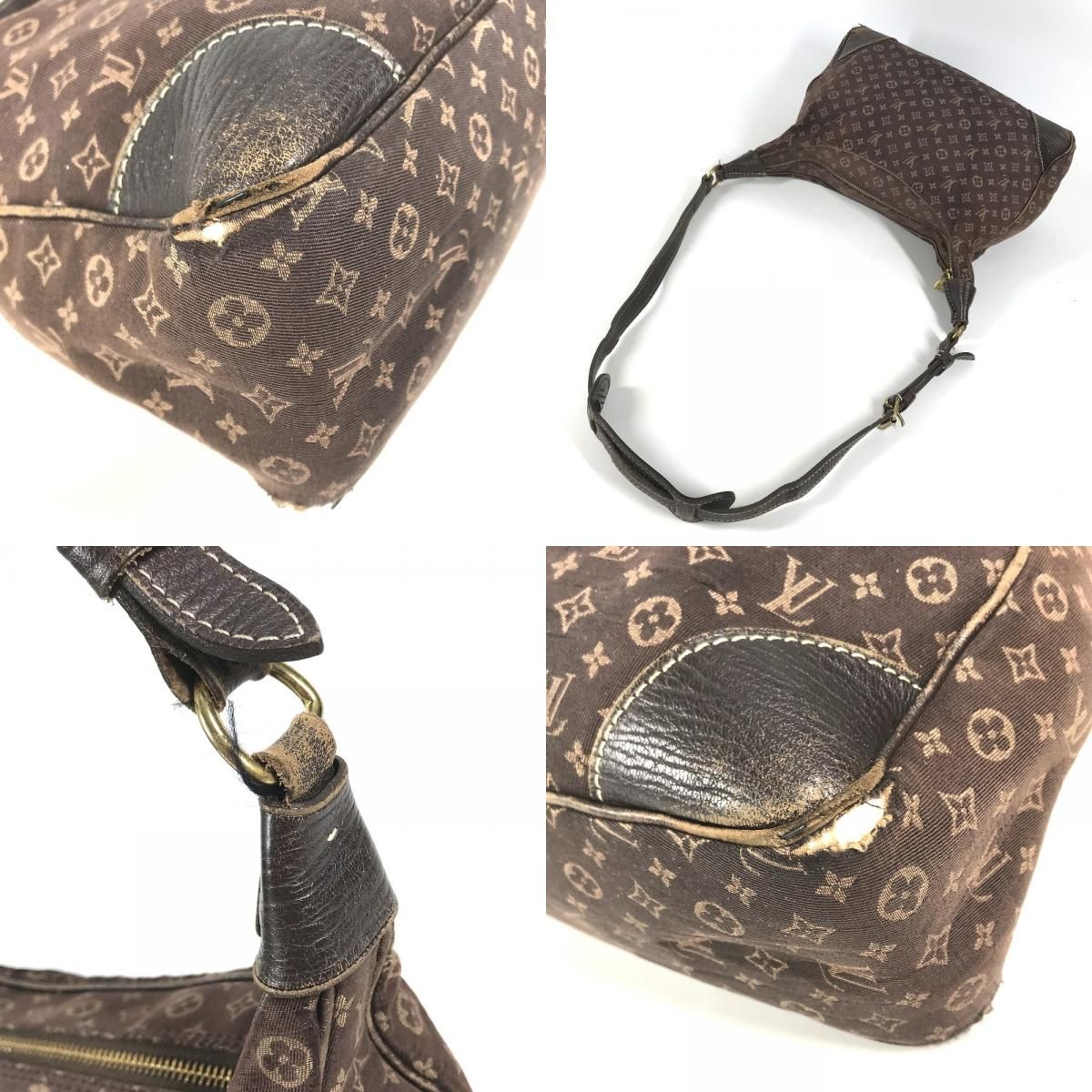 Louis Vuitton Shoulder Bag Boulogne Monogram Mini Lin Canvas Brown — view 7