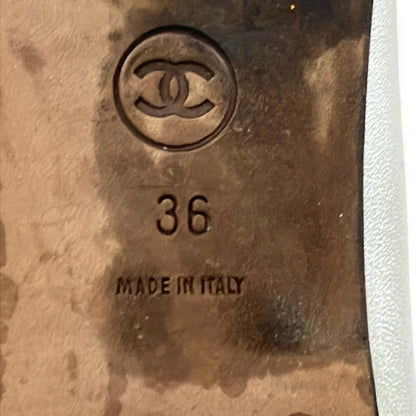 Chanel Flat Shoes Silver CC Logo Leather — view 6