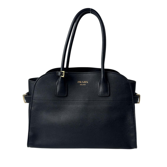 Prada Medium Soft Gray Leather Tote Bag