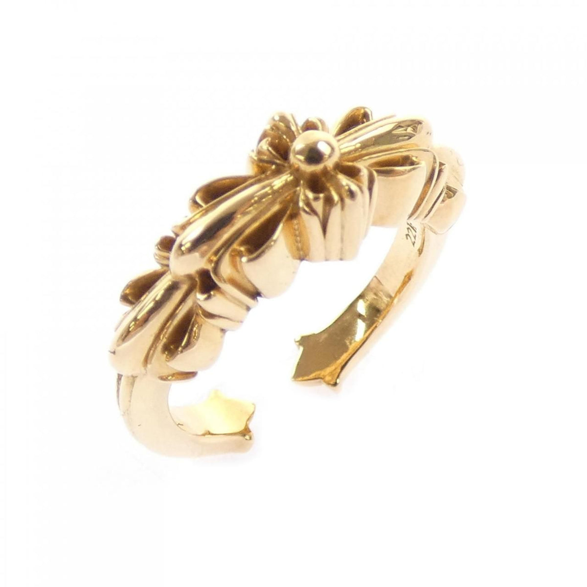 Chrome Hearts Baby Classic Dbl Flrl Cross Open Gld Ring