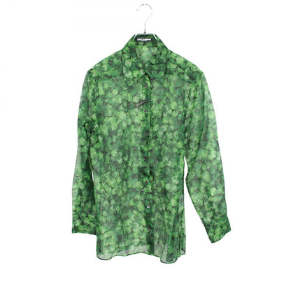 Dolce & Gabbana Clover Sheer Green Silk Pattern Shirt